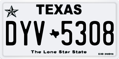 TX license plate DYV5308