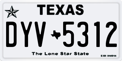 TX license plate DYV5312