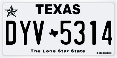 TX license plate DYV5314