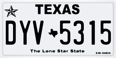 TX license plate DYV5315