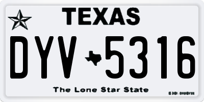 TX license plate DYV5316