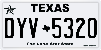 TX license plate DYV5320