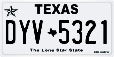 TX license plate DYV5321