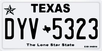 TX license plate DYV5323