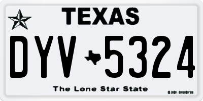 TX license plate DYV5324