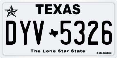 TX license plate DYV5326