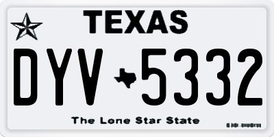 TX license plate DYV5332