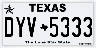 TX license plate DYV5333