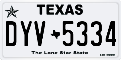 TX license plate DYV5334