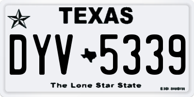 TX license plate DYV5339