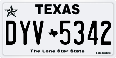 TX license plate DYV5342