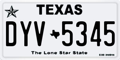 TX license plate DYV5345