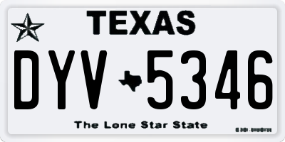 TX license plate DYV5346