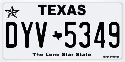 TX license plate DYV5349
