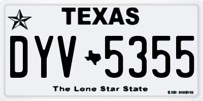 TX license plate DYV5355