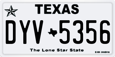 TX license plate DYV5356