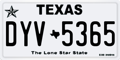 TX license plate DYV5365