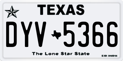 TX license plate DYV5366