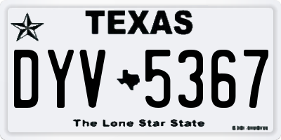 TX license plate DYV5367