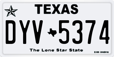 TX license plate DYV5374