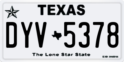 TX license plate DYV5378