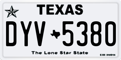 TX license plate DYV5380