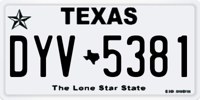 TX license plate DYV5381