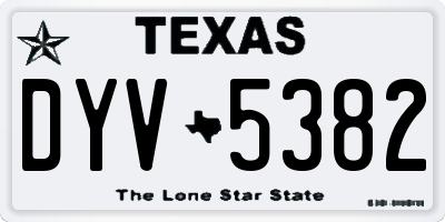 TX license plate DYV5382