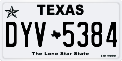 TX license plate DYV5384