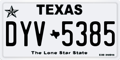 TX license plate DYV5385