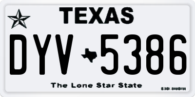 TX license plate DYV5386