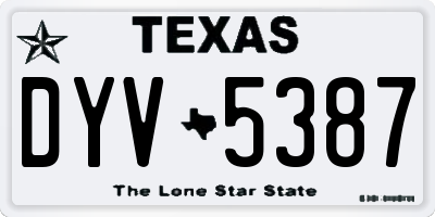TX license plate DYV5387