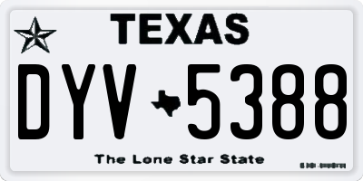 TX license plate DYV5388