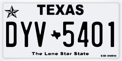 TX license plate DYV5401