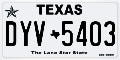 TX license plate DYV5403