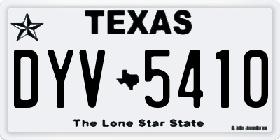 TX license plate DYV5410