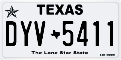 TX license plate DYV5411