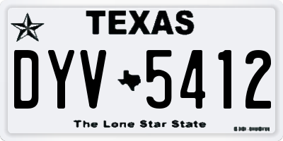 TX license plate DYV5412