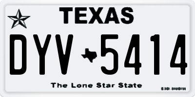 TX license plate DYV5414