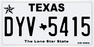 TX license plate DYV5415