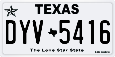 TX license plate DYV5416
