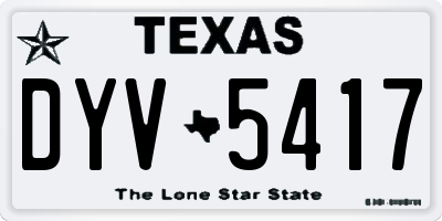 TX license plate DYV5417