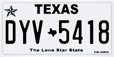 TX license plate DYV5418