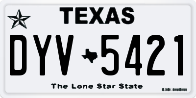 TX license plate DYV5421