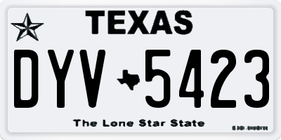 TX license plate DYV5423