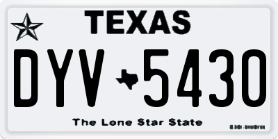 TX license plate DYV5430