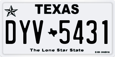 TX license plate DYV5431