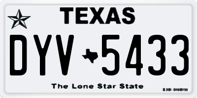 TX license plate DYV5433