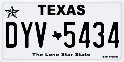 TX license plate DYV5434