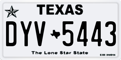 TX license plate DYV5443